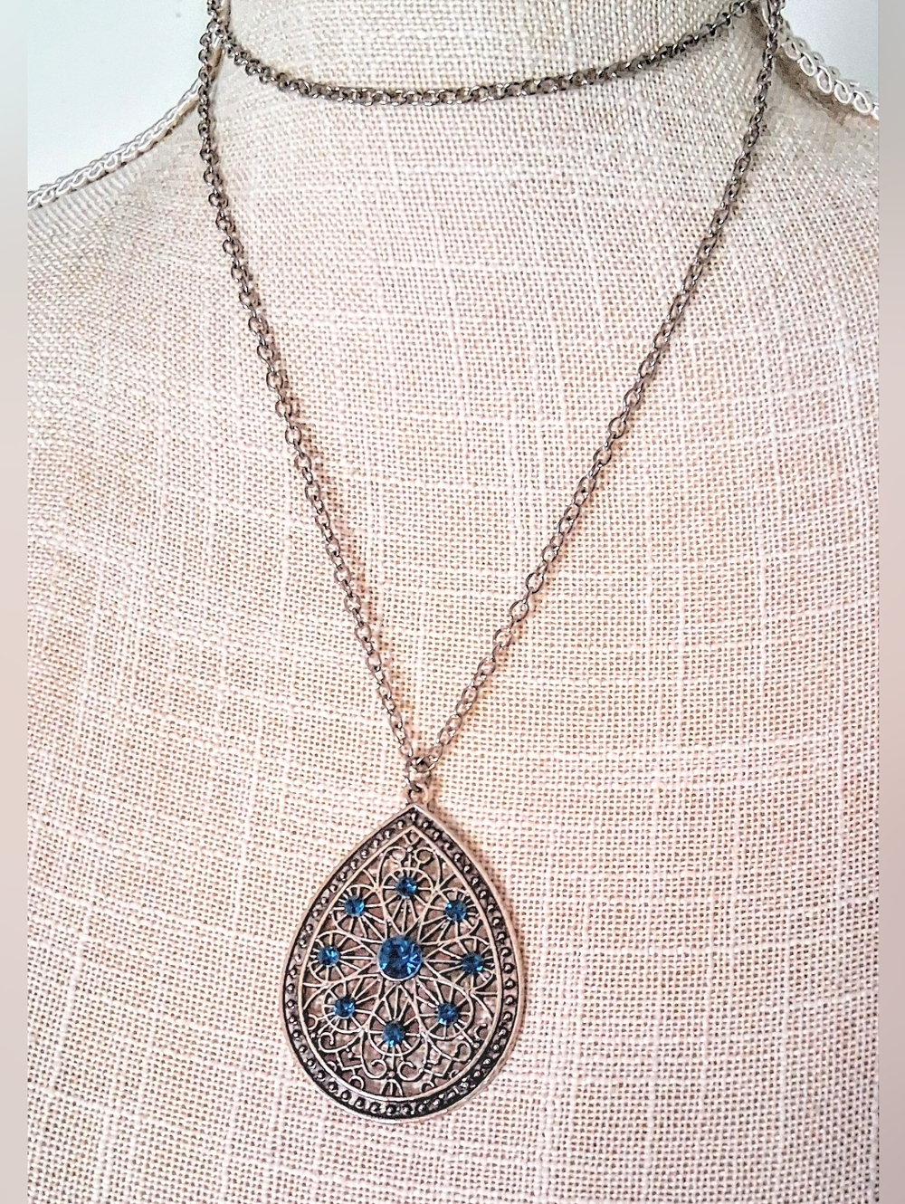 90s Throwback, Elegant Goth Long Silver Chain & Statement Pendant